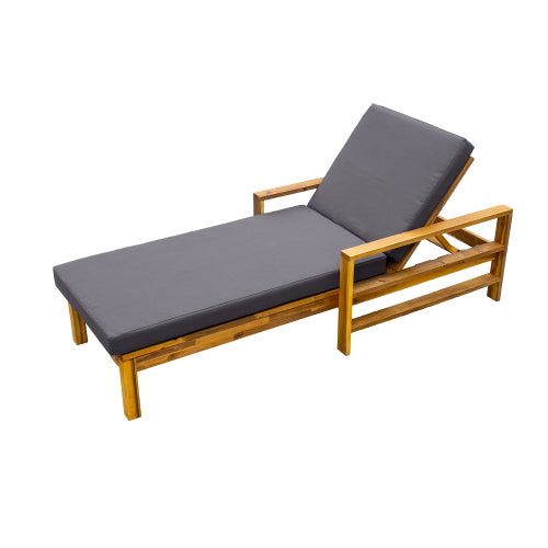 U_Style Acacia Wood Adjustable Backrest Outdoor Lounge Chair, Suitable for Gardens