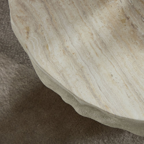23.82inch  Beige Faux Mars Texture Fiberglass Coffee Table, No Assembly