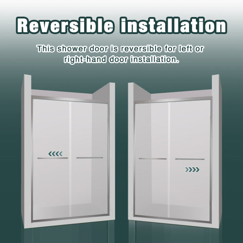 56-60"x74" Aluminum Frame Double Sliding Shower Door,Bypass Bathroom Sliding Door with Premium 1/4" (6mm) Clear Tempered Glass, Chrome Hardware Sliding Glass Shower Enclosure,Chrome Finished