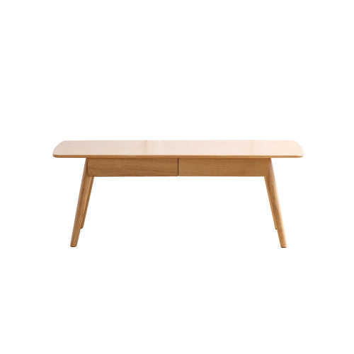 Solid Red Oak Coffee Table with 2 Drawers