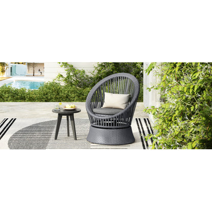 26.7" Modern Gray Swivel Wicker Lounge Chair with Rattan and Iron Frame, Featuring a Stylish Round Design, Perfect for Living Room, Patio, or Balcony Relaxation