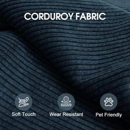 78.8 inch  Blue Boneless Corduroy Convertible Compressed Floor Sofa Bed, No Assembly