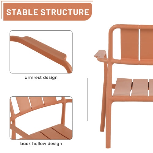 Holiday- 2-Piece PP Single-Seater Chairs + Coffee Table Set – Indoor/Outdoor Multi-Purpose Furniture for Living Room,Balcony,Beach (No Assembly Chairs, Easy Setup Table) – Polypropylene, Apricot Brown
