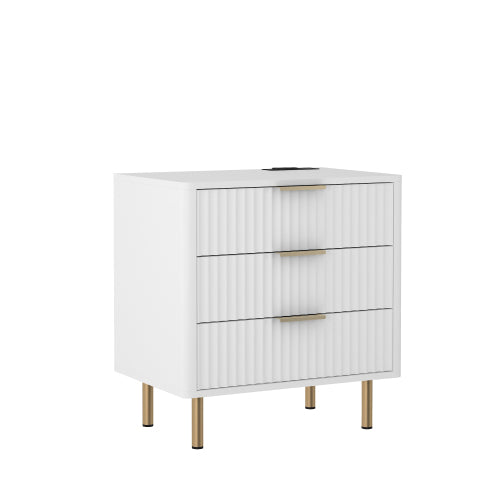 Nightstand with Charging Station, Smart Nightstand with Night Light, Modern Night Stand with Storage Cabinet for Bedroom
