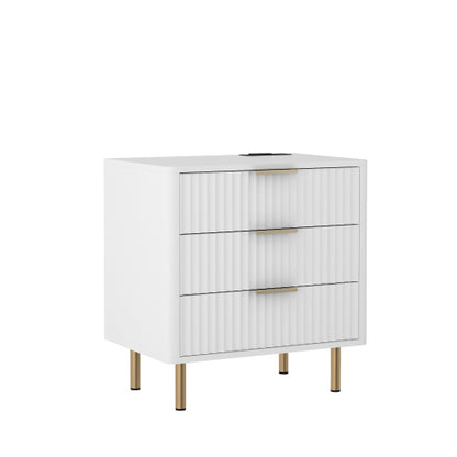 Nightstand with Charging Station, Smart Nightstand with Night Light, Modern Night Stand with Storage Cabinet for Bedroom