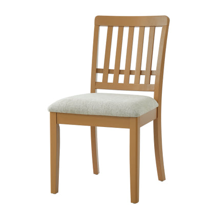 2-Piece Modern Dining Chairs Set of 2, Curved Wood Backrest with Gray Fabric Seat, Rubber Wood and LVL Frame, Light Brown Finish