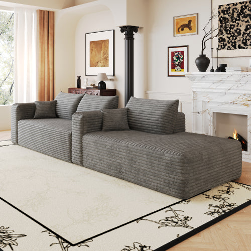 103 inch  Dark Grey L-Shape Cloud Deep-Seat Corner Sectional Sofa, No Assembly