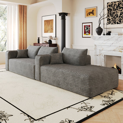 103 inch  Dark Grey L-Shape Cloud Deep-Seat Corner Sectional Sofa, No Assembly