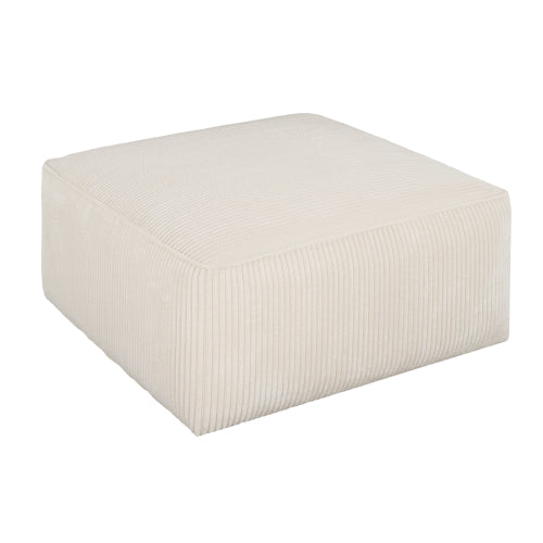 Beige Corduroy Square Ottoman, Upholstered Modular Foot Stool, 29.5 inchW x29.5 inchD x15 inchH with Plywood Wood Frame