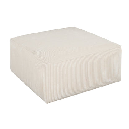 Beige Corduroy Square Ottoman, Upholstered Modular Foot Stool, 29.5 inchW x29.5 inchD x15 inchH with Plywood Wood Frame