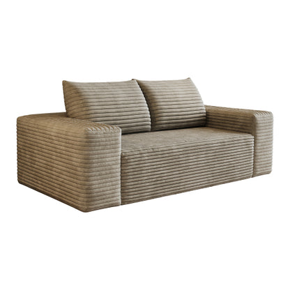 63 inch  Camel Corduroy Loveseat 2-Seater Deep-Seat Sofa, No Assembly