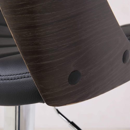 Modern Stylish Wood Back Adjustable Swivel Bar Stool with Diamond Quilted Finish Curved Seat and Back, Weathered Oak