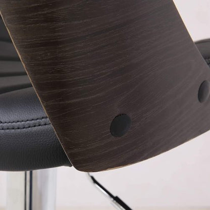 Modern Stylish Wood Back Adjustable Swivel Bar Stool with Diamond Quilted Finish Curved Seat and Back, Weathered Oak