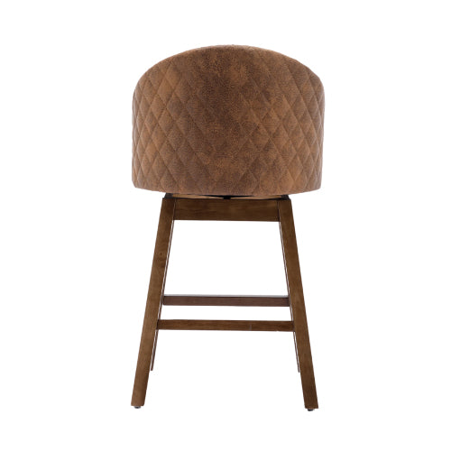 Rotating bar chair, counter height bar chair with backrest, leather rotating kitchen stool with wooden legs and footrest, soft cushion bar  chair, kitchen island