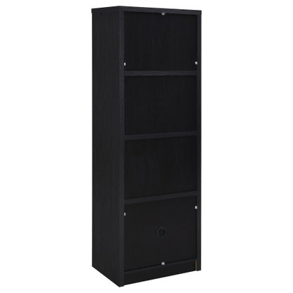 Black 3-Tier Vertical Media Tower Storage Pier with Bottom Cabinet
