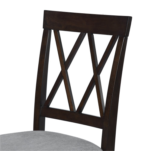 Dining Chairs Set of 4, Espresso Upholstered Fabric Chairs with Solid Wood Legs
