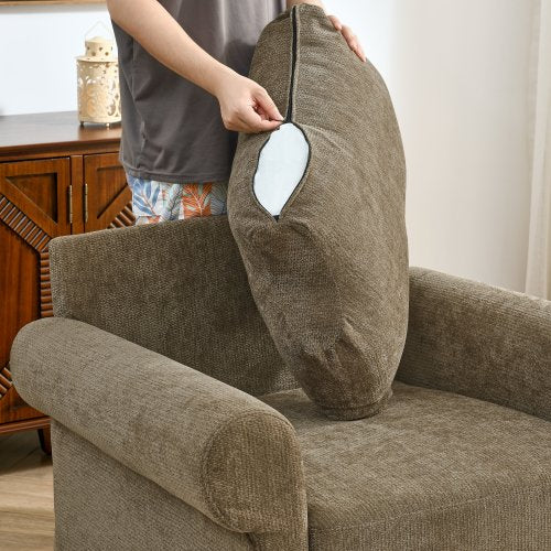37.5 inch  Plush Chenille Accent Chair with Ottoman for Living-Room & Apartment