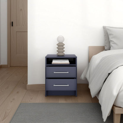 Modern Nightstand with Open Shelf and 2 Drawers, Minimalist Bedside Storage Table