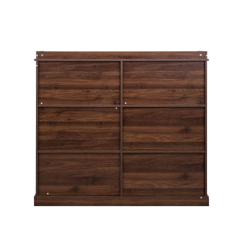 Walnut 10-Shelf Bookcase Cubby Storage Organizer Display Cabinet