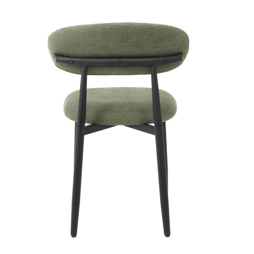 Modern Fabric Upholstered Metal Dining Side Chairs with Foot Pegs, Set of 2, Green