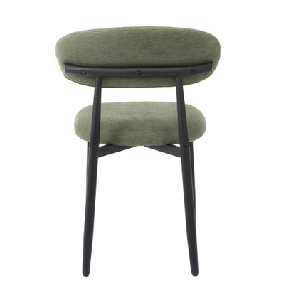 Modern Fabric Upholstered Metal Dining Side Chairs with Foot Pegs, Set of 2, Green