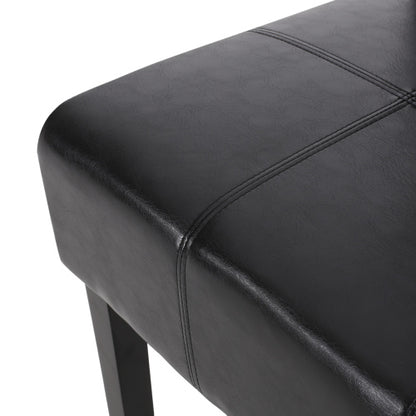 T-Stitch PU Leather Dining Side Chairs, Set of 2, Black