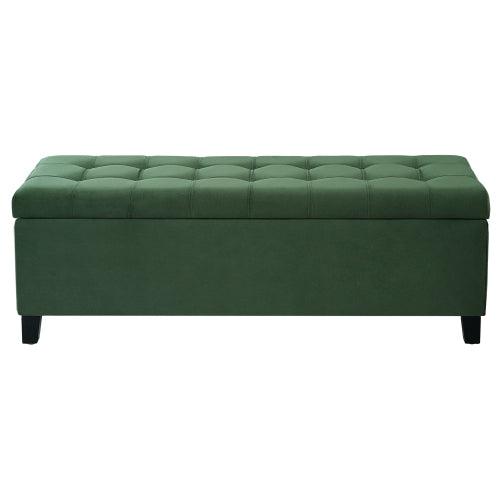 Retro Green Fabric Storage Ottoman Bench, Boucle Upholstered Entry & End of Bed Bench, 300 LBS Capacity 51.18 inchL x19.29 inchW x17.72 inchH