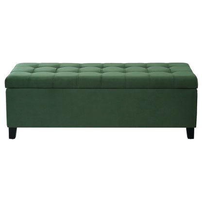 Retro Green Fabric Storage Ottoman Bench, Boucle Upholstered Entry & End of Bed Bench, 300 LBS Capacity 51.18 inchL x19.29 inchW x17.72 inchH