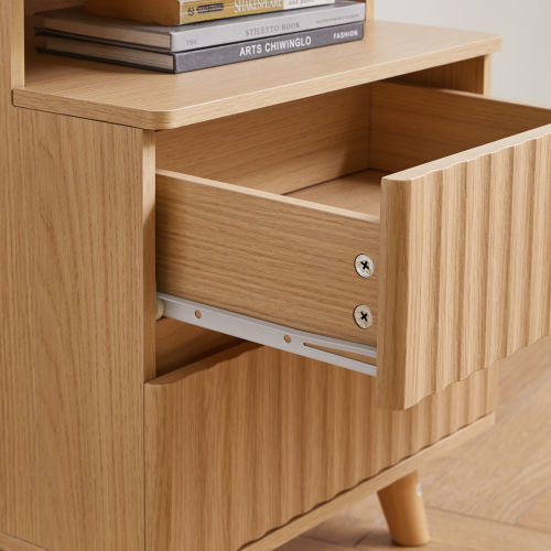 Oak 2-Drawer Nightstand with Gun Drawer & Charging Station