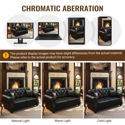 Black Faux Leather Ottoman with Sofa Combination（Only one ottoman）