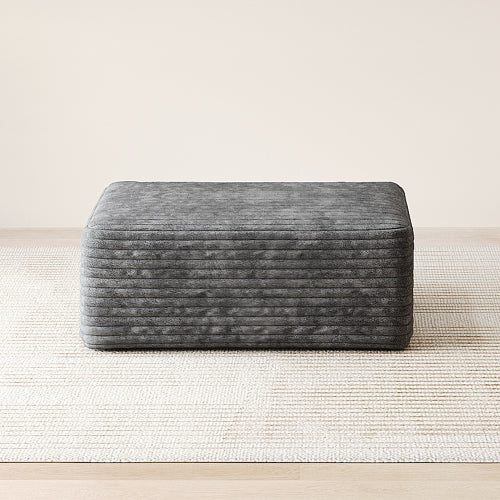 Dark Grey Plush Corduroy Sofa Ottoman with Compressed Packaging