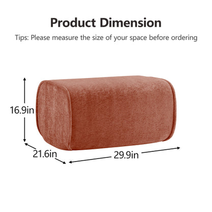 Red Velvet Modular Boneless Ottoman, High Resilience Foam Zero-Assembly Leisure Footrest for Modern Home