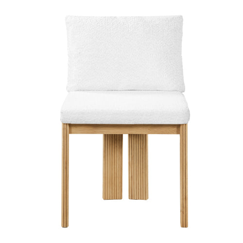 Set of 2 Beige Boucle Dining Chairs with Rubber Wood Frame, Indoor Kitchen & Dining Room Chairs