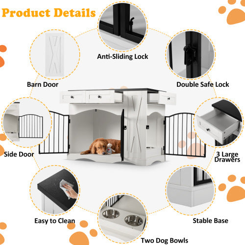 GO 43.3" Farmhouse Dog Crate Furniture