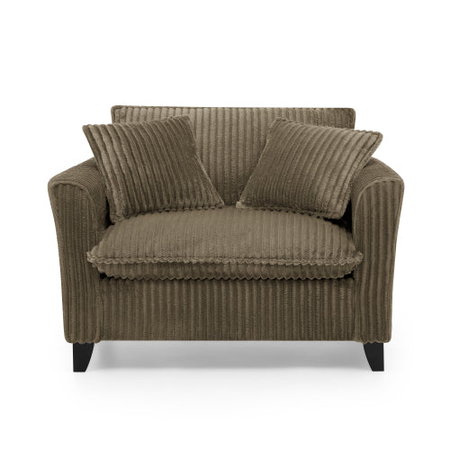 Brown Retro Corduroy Ergonomic Lazy Single Sofa Chair with Dual Armrests