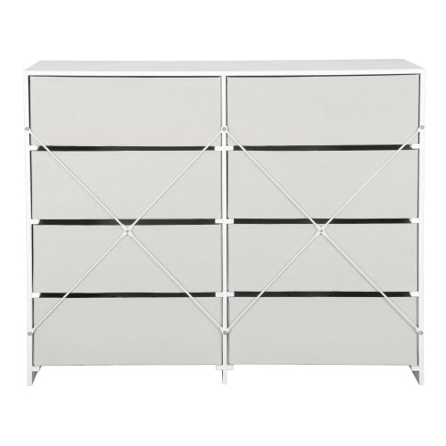 8-Drawer Dresser with Large Fabric Drawers, White