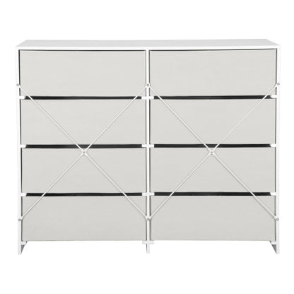 8-Drawer Dresser with Large Fabric Drawers, White