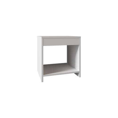 White Minimalist Single Shelf Nightstand, FSC Certified