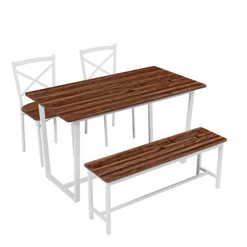 4-Piece Industrial Dining Set, MDF Table & 4 Curved Back Chairs