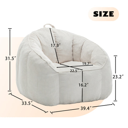 Corduroy Giant Adult BeanBag Sofa Chair with Armrests,Filler Included