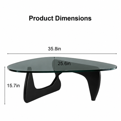 Mid Century Modern Glass Coffee Table, Black