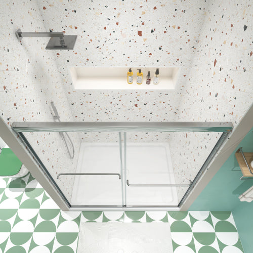 Bypass shower door, sliding door, with 1/4" tempered glass and Chromed finish 44-48"x70"