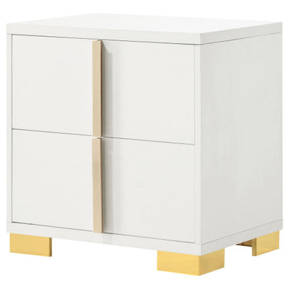 White Art Deco 2-Drawer Nightstand