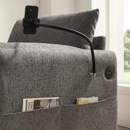 37 inch  Modern Cloud Chenille Armchair with Storage Ottoman, Charger & Phone Holder