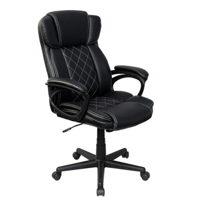 Ergonomic Executive Office Chair High Back Black Faux Leather ¨C Adjustable Height, Lumbar Support, Diamond-Stitched Padding, Swivel Desk Chair w/Armrests & Tilt Recline for Home Office