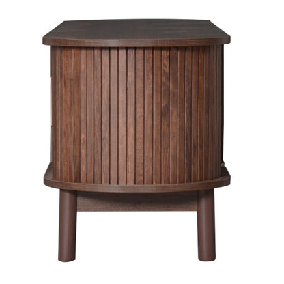 Dark Brown Farmhouse Style TV Stand Suitable For 75 Inch TV Solid Wood Leg Entertainment Cabinet