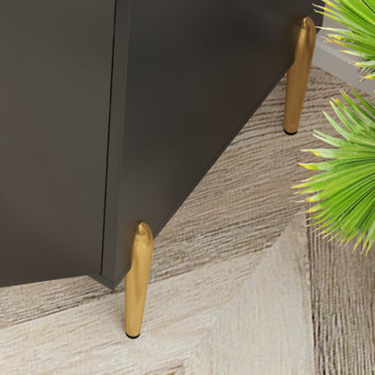 2 doors home wine bar cabinet with wine rack & adjustable storage shelf, modern sideboard with soft-closing hinge, dinning room buffet cabinet, Liquor Cabinet kitchen, living room coffee cart BLACK