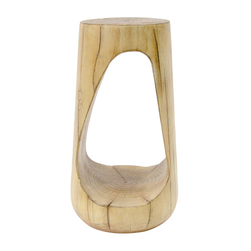 Outdoor Side Table,Hollow Design End Table,Patio Garden Stool Table,Decorative Accent Table for Patio Balcony Beach Pool Side,Lightweight Concrete,Wood Like Texture,Natural Color