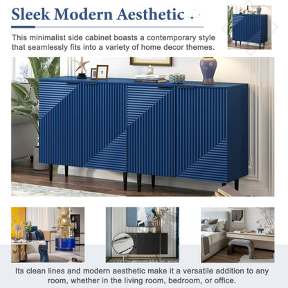 Modern Geometric Door Side Cabinet Home Accent Storage Cabinet With Metal Legs Adjustable Shelf & Anti-Tipping Device
