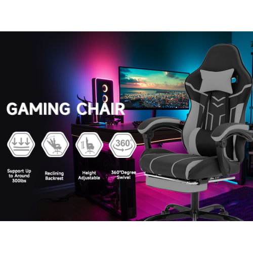 Gaming chair, Computer chair Ergonomic chair with footrest Office chair Ergonomic computer chair with lumbar backrest Blackgray